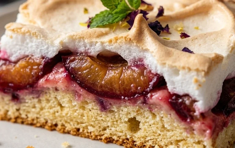 Polnischer Zwetschgen Kuchen vom Blech mit Baiser