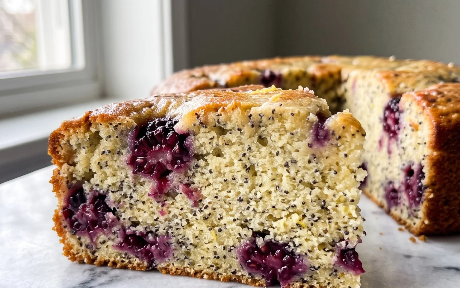 Glutenfreier Zitronen Mohn Brombeer Kuchen: Sommer-Genuss