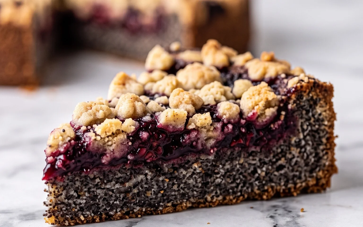 Veganer Brombeer-Mohn-Streuselkuchen: Saftig & Lecker