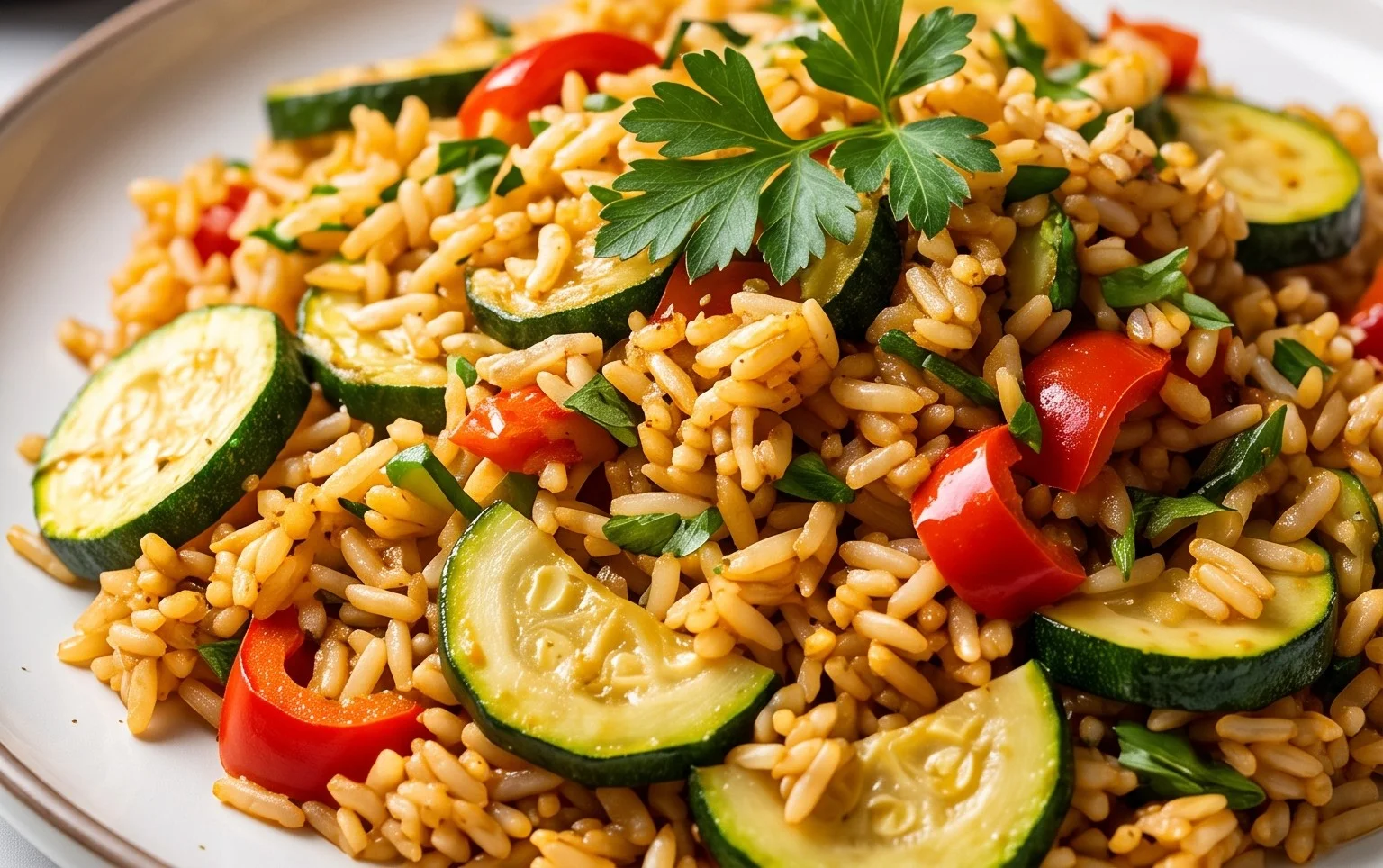 Zucchini-Reis-Pfanne