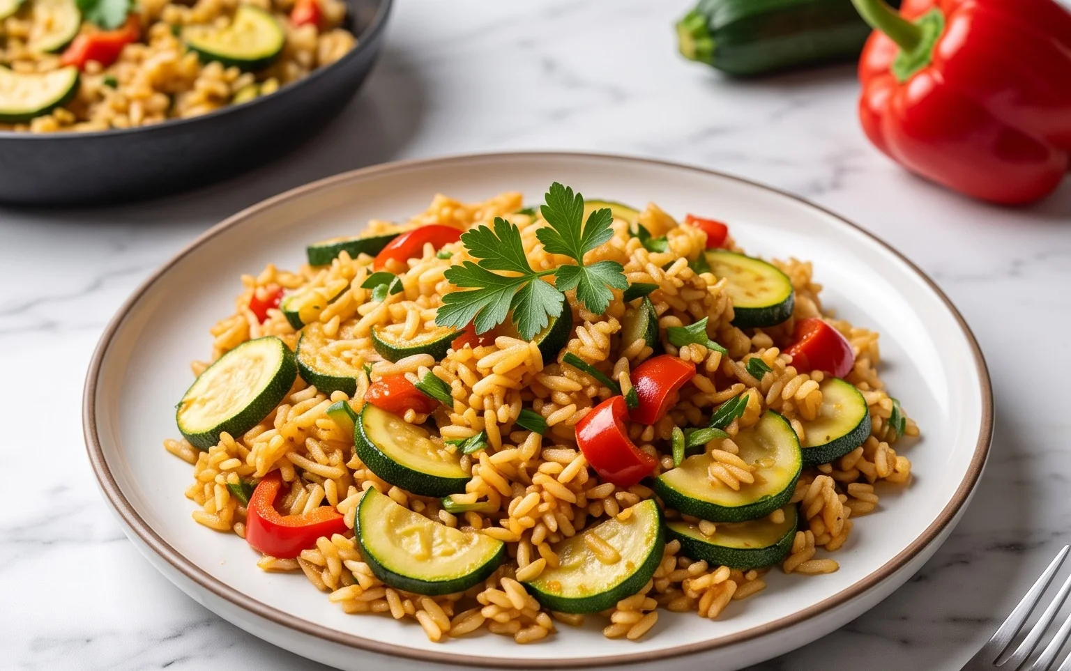 Schnelle Zucchini-Reis-Pfanne: Leichtes Abendessen & Mittagessen